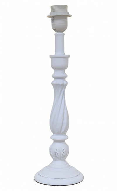 Nachttischlampe Lampe Lampenfuß Shabby Weiß Holz Landhaus E27 11 x 40,5 cm Hoch