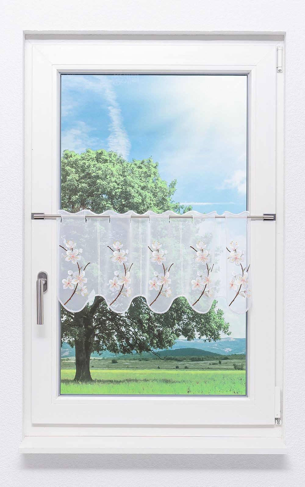 Plauener Spitze® Scheibengardine Blütenzweig (1 St), transparent, HxB 29x48 günstig online kaufen
