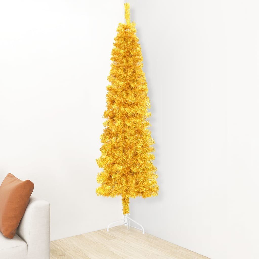 Künstlicher Künstlicher furnicato cm Schlank Gold Halb-Weihnachtsbaum mit 180 Weihnachtsbaum Ständer