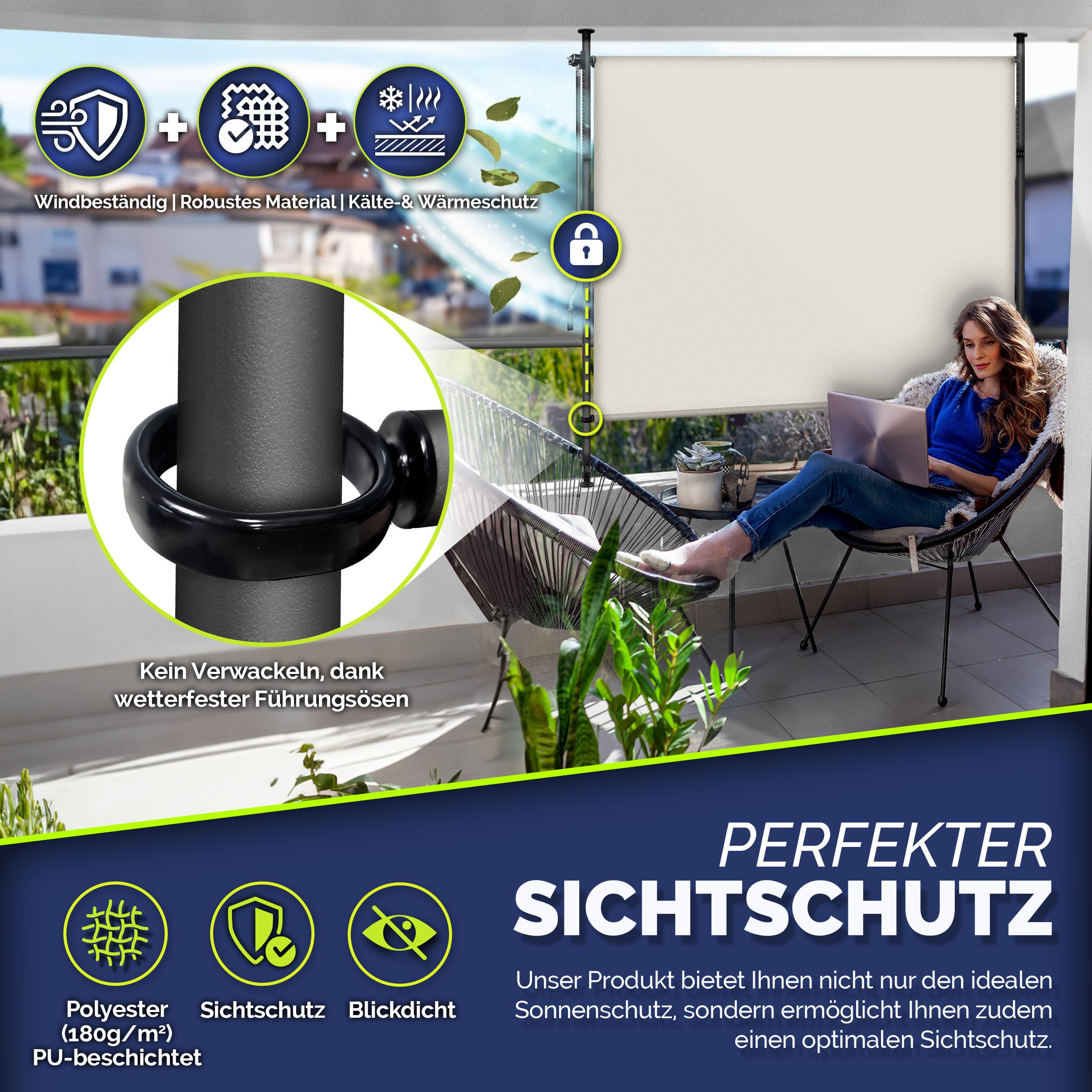 tillvex Klemmmarkise tillvex© Klemmmarkise Senkrechtmarkise Außen günstig online kaufen