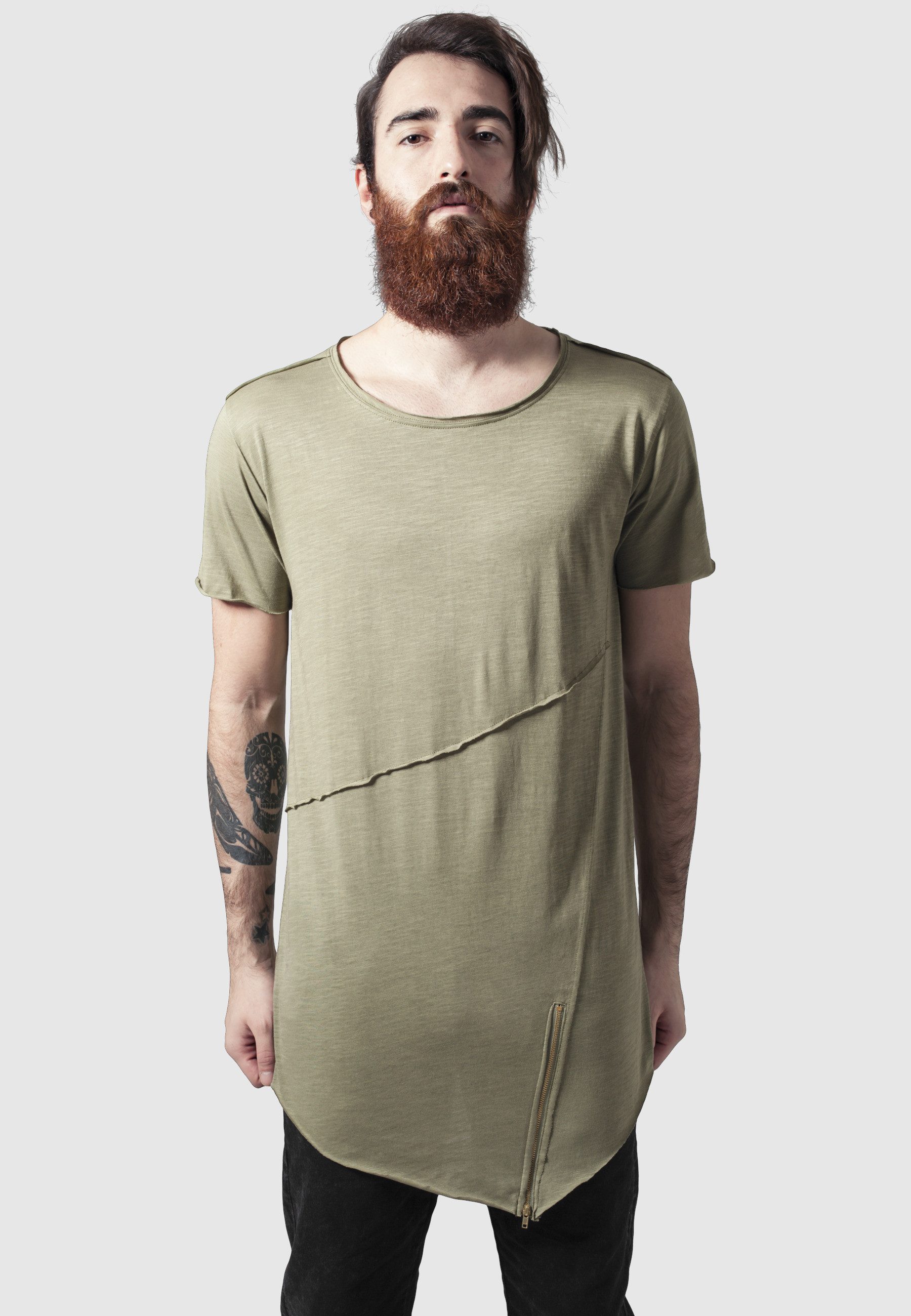 URBAN CLASSICS T-Shirt Urban Classics Herren Long Open Edge Front Zip Tee ( günstig online kaufen
