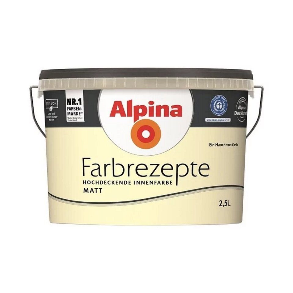 Alpina Wand- und Deckenfarbe Farbrezepte 2,5 L Ein Hauch von Gelb