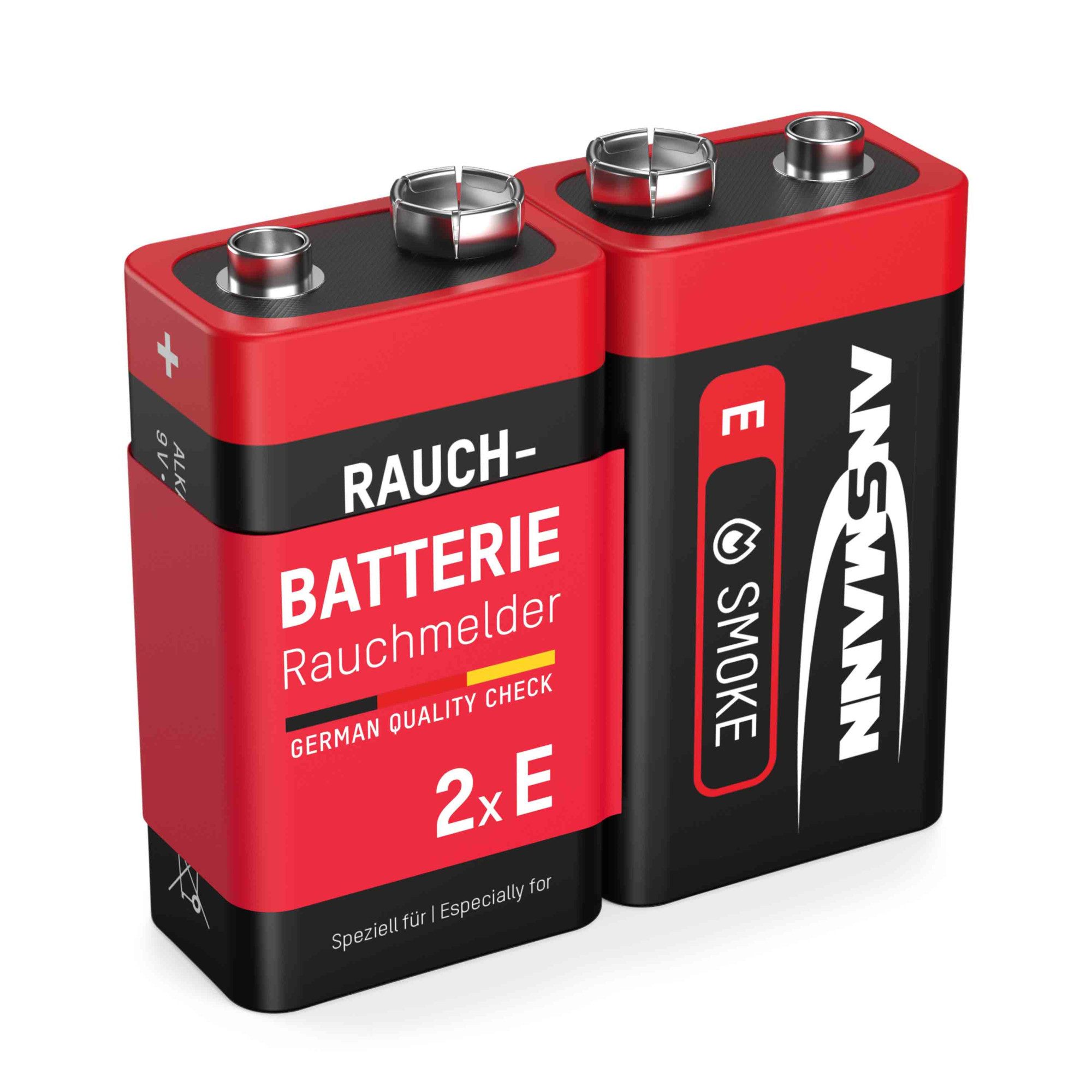 ANSMANN AG Rauchmelder Alkaline Batterie 9V E-Block, 2 Stück Batterie