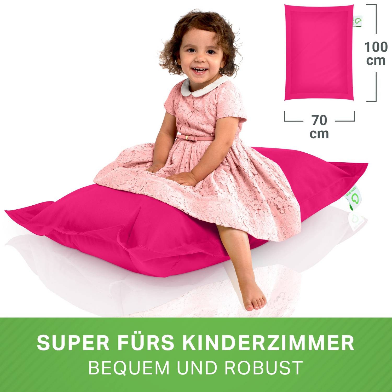 Green Bean Sitzsack Kinder-Sitzsack 70x100cm - 70 Liter (Kinder-Sitzsack 70x100cm & 70 Liter EPS-Perlen Füllung, - Indoor & Outdoor - Bean Bag Sitzkissen Bodenkissen), Sessel Riesensitzsack Liegekissen für Jungen & Mädchen