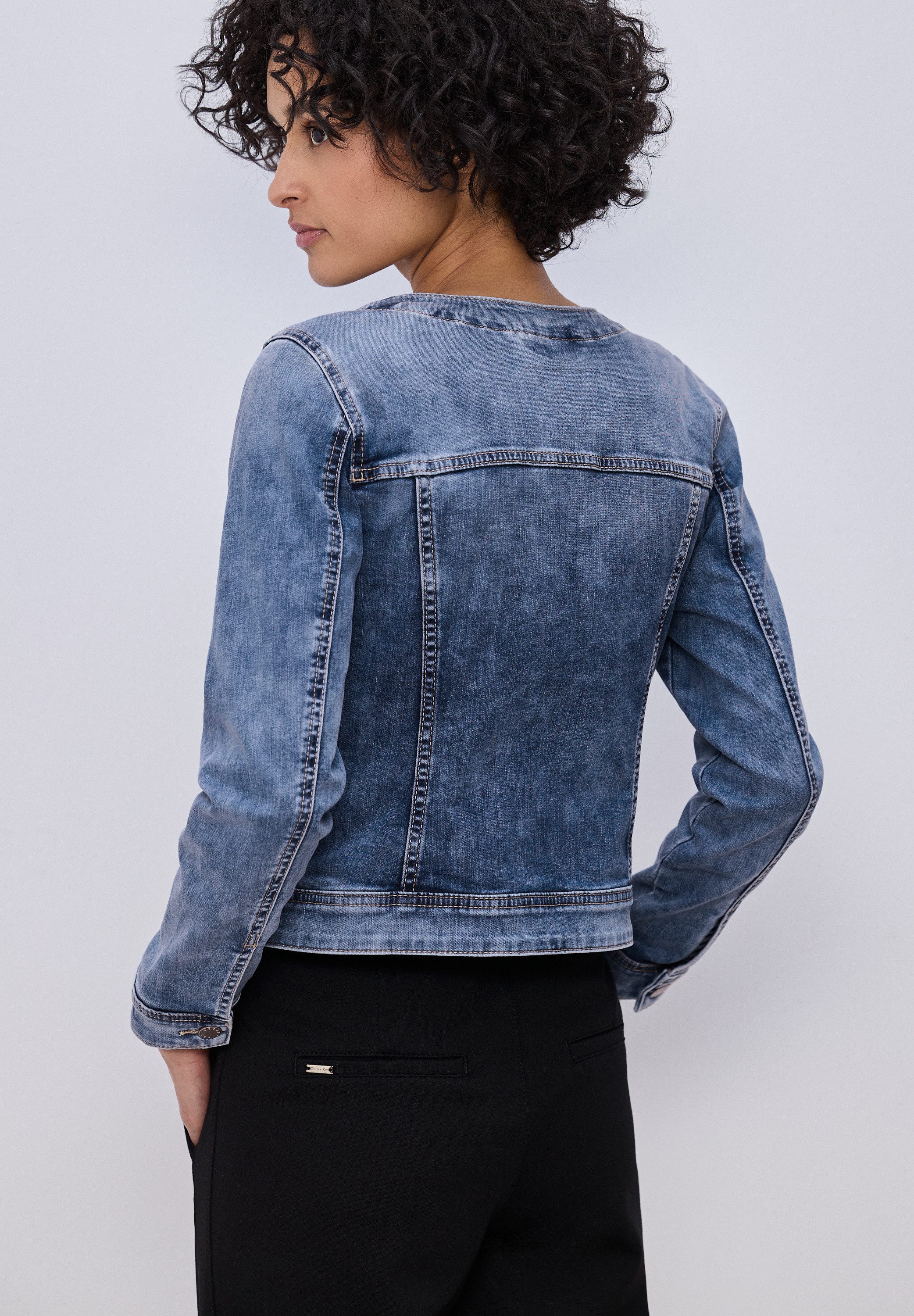 STREET ONE Jeansjacke Rundhalsausschnitt