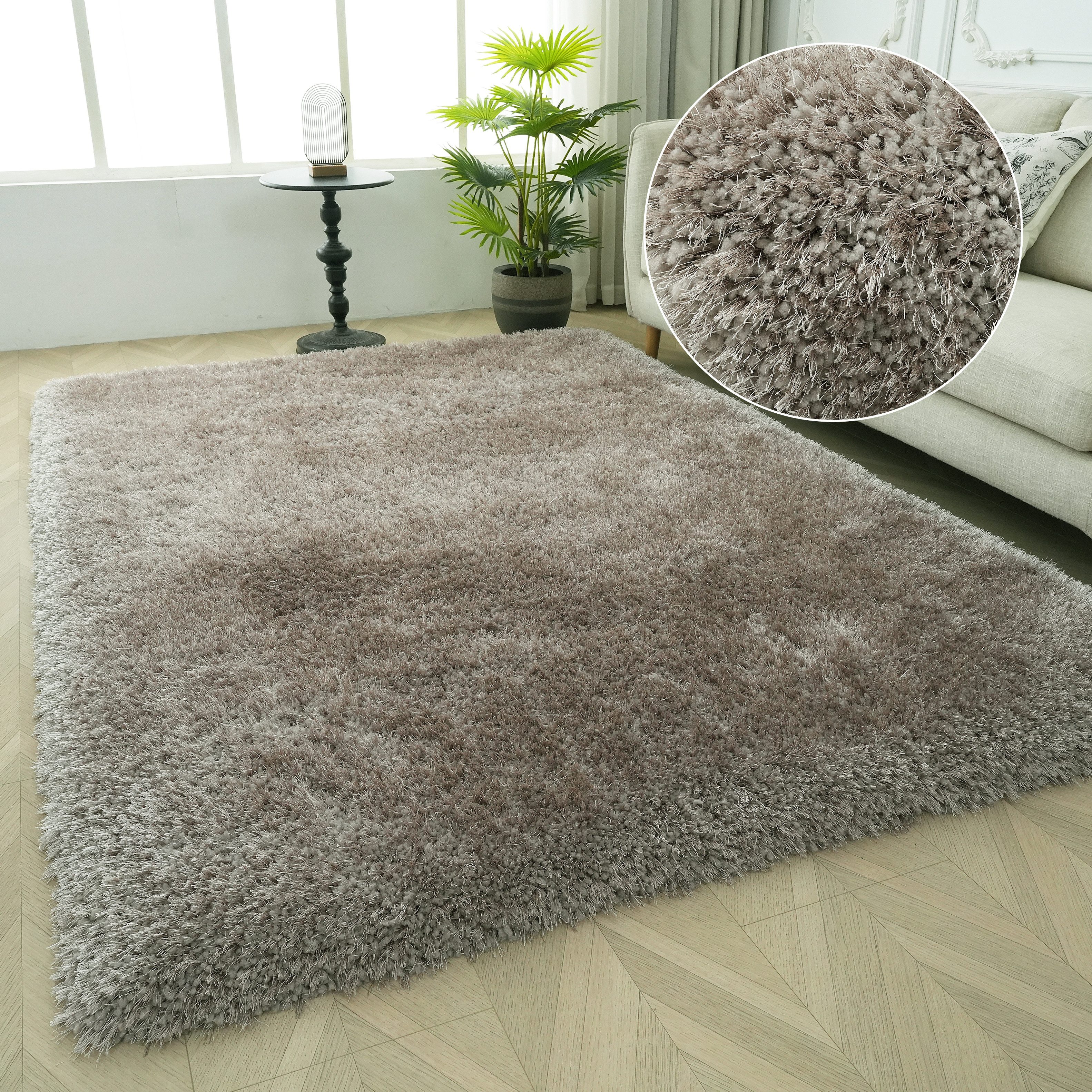 OTTO home Hochflor-Teppich Micro exclusiv Teppich, sehr hoher Flor, weich durch Mikrofaser, rechteckig, Höhe: 78 mm, sehr weich, flauschig, uni, Wohnzimmer, Schlafzimmer