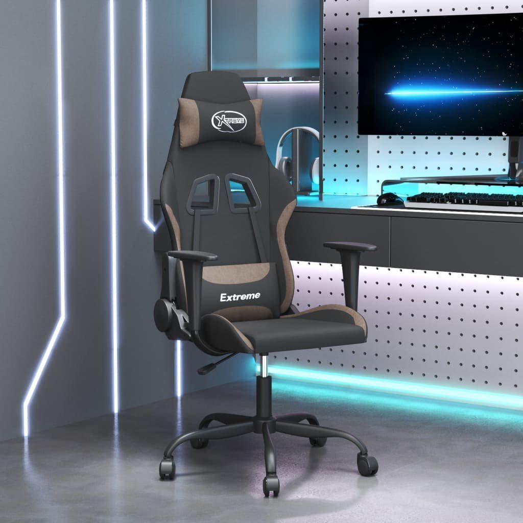 furnicato Gaming-Stuhl Schwarz und Taupe 65 x 62,5 x (120-130) cm (1 St), Sessel mit Massagefunktion, Liegefunktion und höhenverstellbar