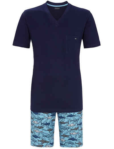 Ringella Shorty Herren Pyjama "Sharks" 2241312 - Navy / Blau, Sommerschlafanzug (2 tlg)