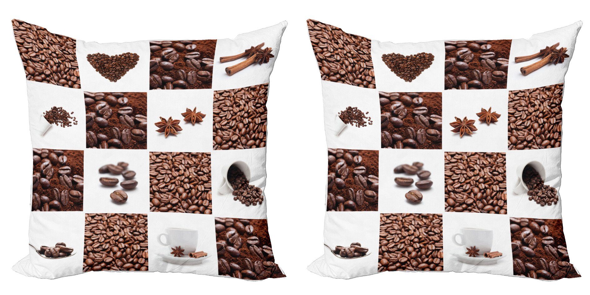 Kaffeebohnen (2 Accent Stück), Kaffee Geröstete Abakuhaus Modern Digitaldruck, Doppelseitiger Kissenbezüge