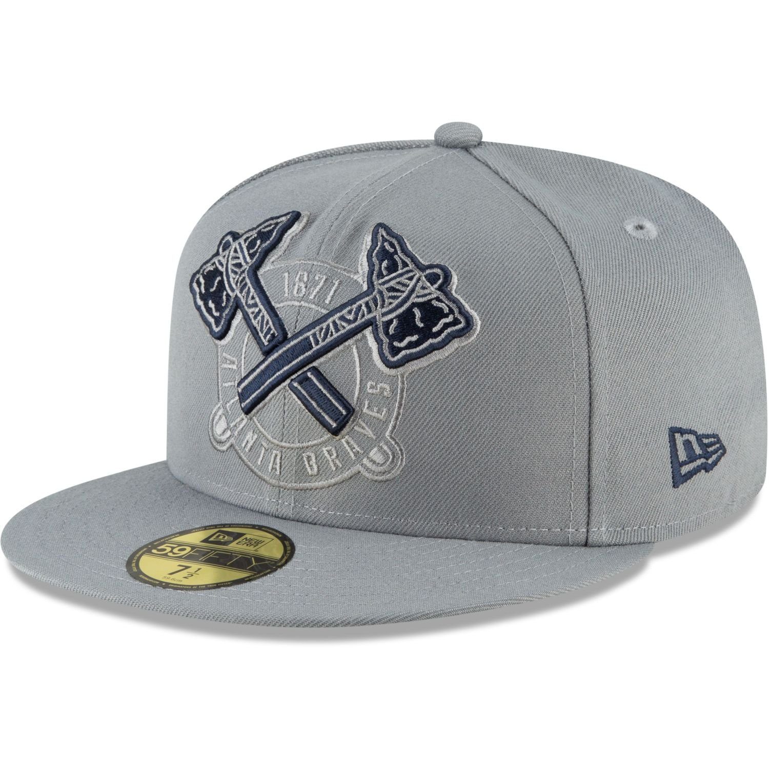 Team Era GREY Atlanta Cooperstown Braves MLB Cap STORM 59Fifty New Fitted