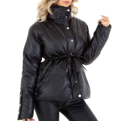 Ital-Design Steppjacke Damen Freizeit Leicht gefüttert Winterjacke in Schwarz