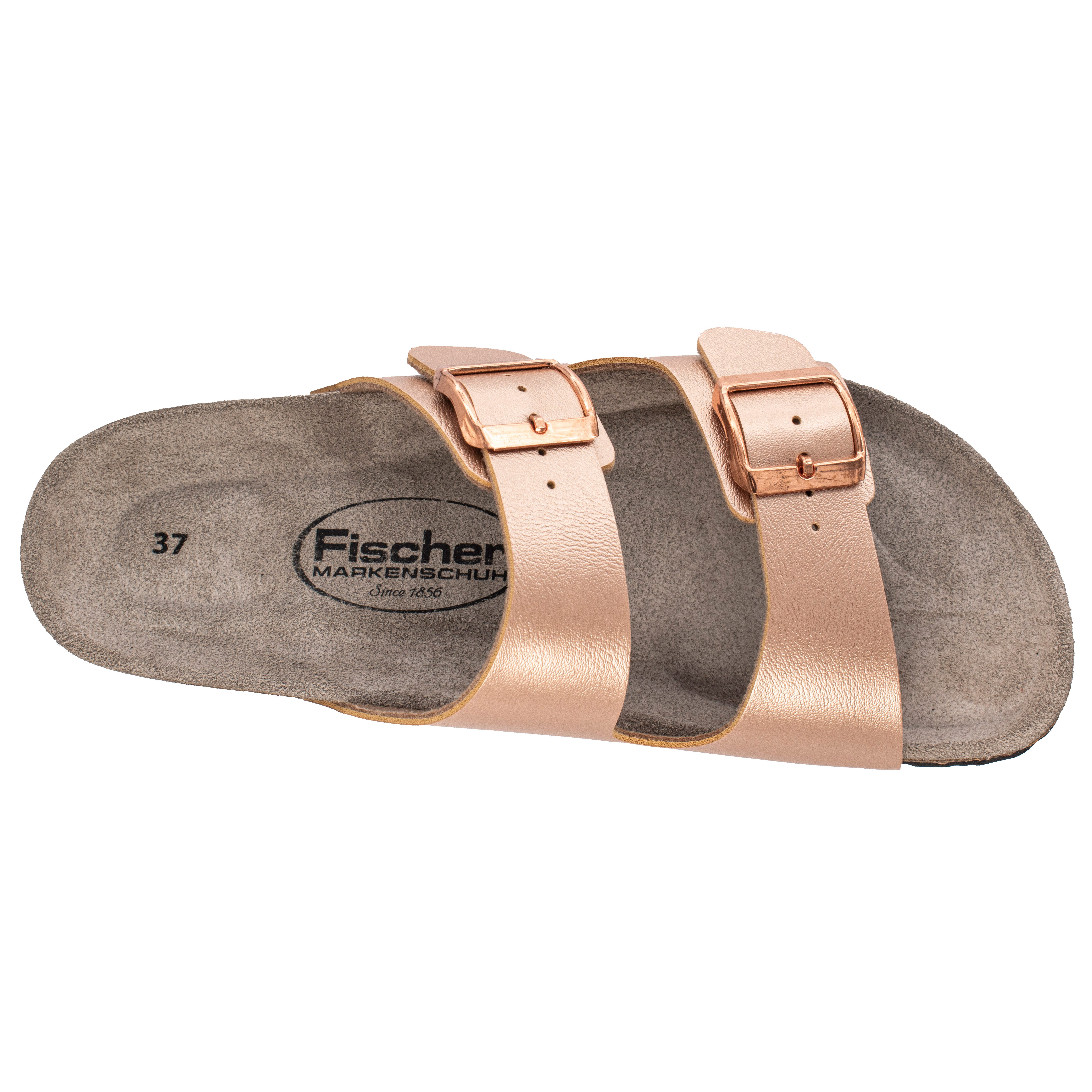 Fischer-Markenschuh Mirabel Pantolette aus Vegano (Lederimitat), Fleecefutter, gepolstertes Lederfußbett