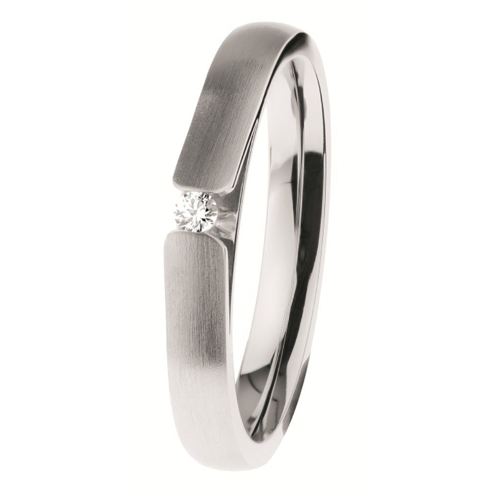 Ernstes Design Fingerring Ernstes Design Ring R506.53 Edelstahl mit Brillant Größe 53