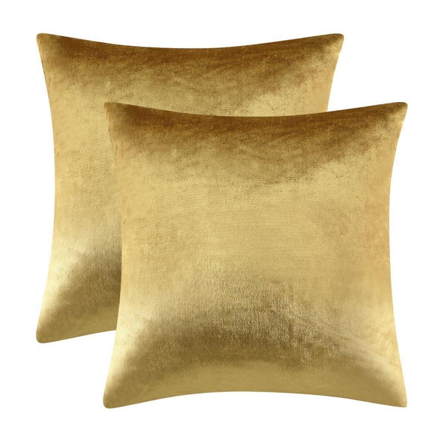 LuxusKollektion Kissenbezug Kissenbezug Samt 2er Set Gold 40x40cm, (2 Stück)
