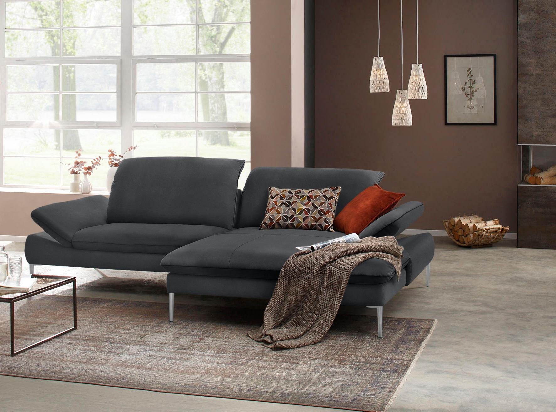 W.SCHILLIG Ecksofa enjoy&MORE, Designsofa, elegant und bequem, L-Form, mit Sitztiefenverstellung, Füße Chrom glänzend, Breite 294 cm