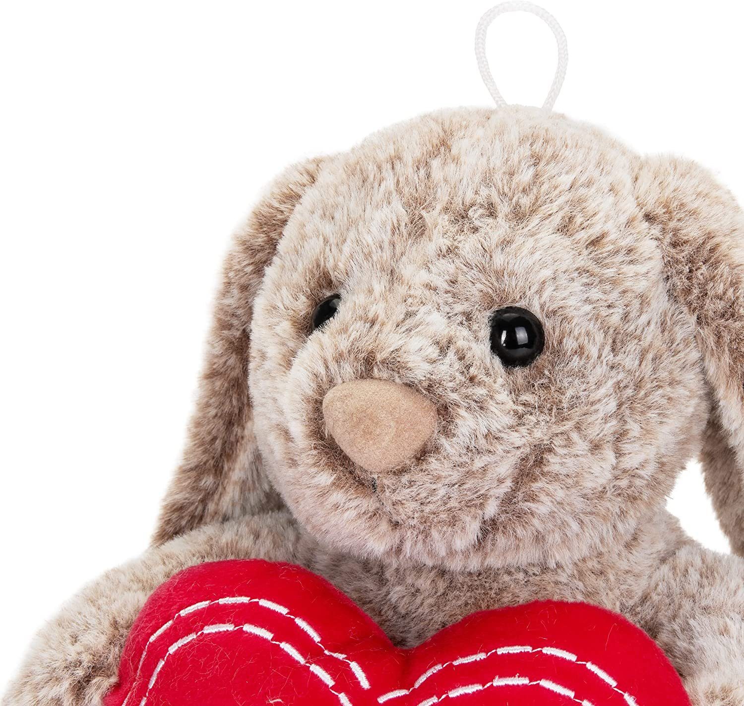 BRUBAKER Kuscheltier Hase Kuscheltier mit Herz Rot und Schlappohren (1-St., Geschenk-Set), Ich Liebe Dich - 28 cm Plüschhasen Geschenk - Stofftier Kuschelhase