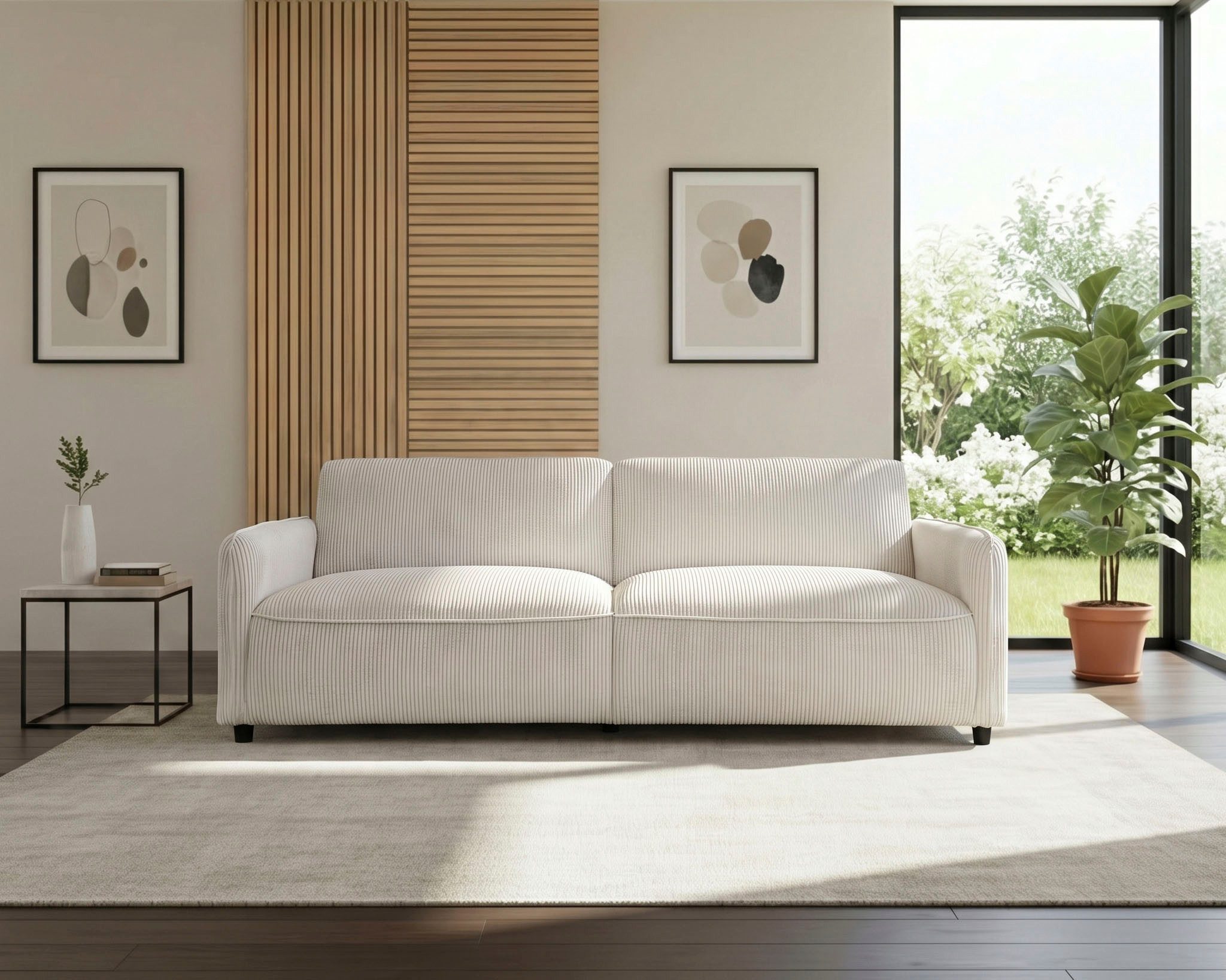 Dorel Home 3-Sitzer Allie Curved Schlafsofa 209 cm, Bettfunktion (110/190), verstellbare Rückenlehne, Cord u. Velours