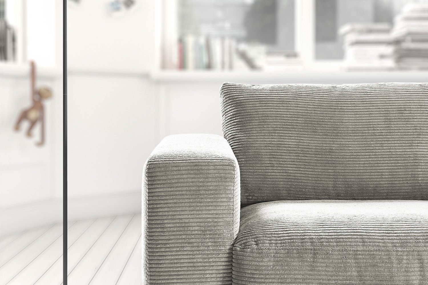 KAWOLA Sofa MADELINE, Farben Cord od. 2-Sitzer 3-Sitzer hellgrau versch