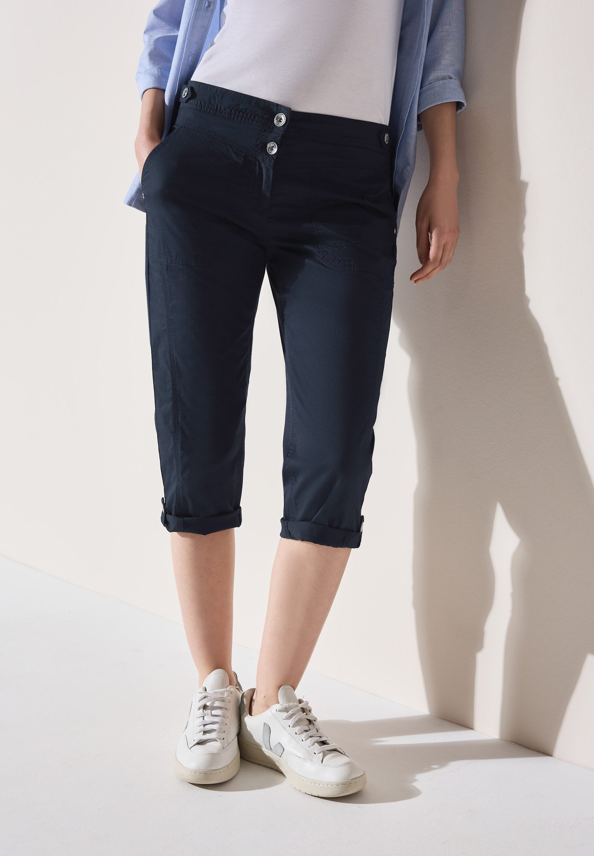 CECIL Caprihose Style New York mit Knopfdetails am Bund