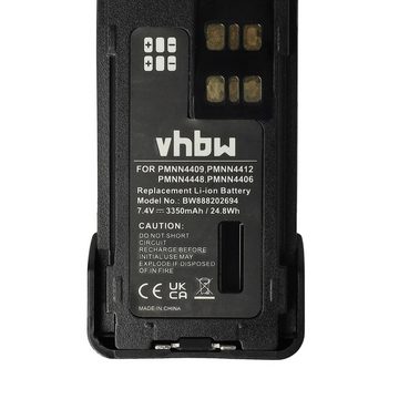 vhbw Ersatz für Motorola PMNN4491B, PMNN4543, PMNN4493, PMNN4491 für Akku Li-Ion 3350 mAh (7,4 V)