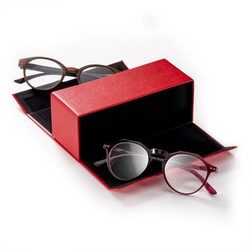 FEFI Brillenetui Hardcase Doppel-Brillenetui „DUO“ für zwei Brillen, Set aus 1 Etui + hochwertigem Mikrofasertuch