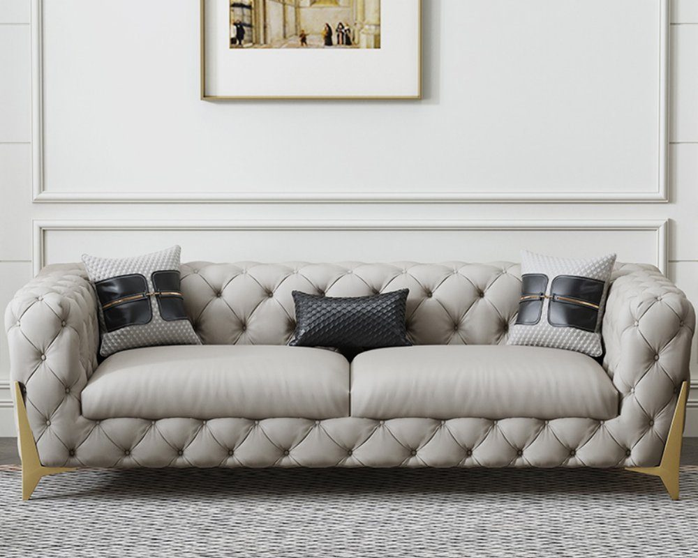 3-er, Sofa Sofa Samt Leder Made JVmoebel Europe Chesterfield Couch Wohnzimmer Couchen in