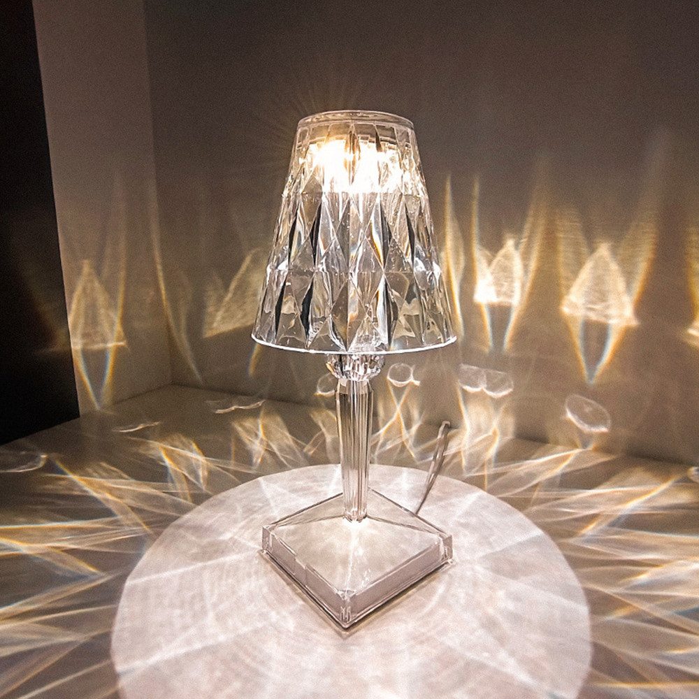 MUPOO LED Nachtlicht LED Kristall Tischlampe dimmbar, Weinbecherform,3 Lichtfarben, LED Nachttischlampe Nachtlicht USB