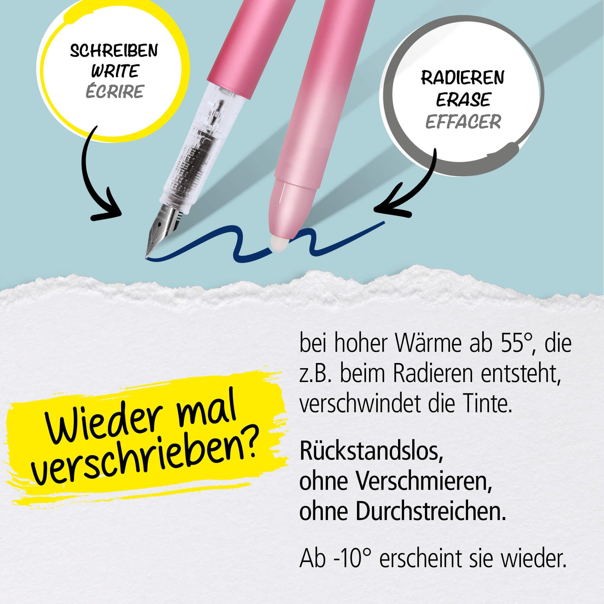 Online Pen Füller magiXX Radierbarer Füller, mit radierbarer, blauer Tinte, inkl. 4 magiXX Patronen, Vorteilspack