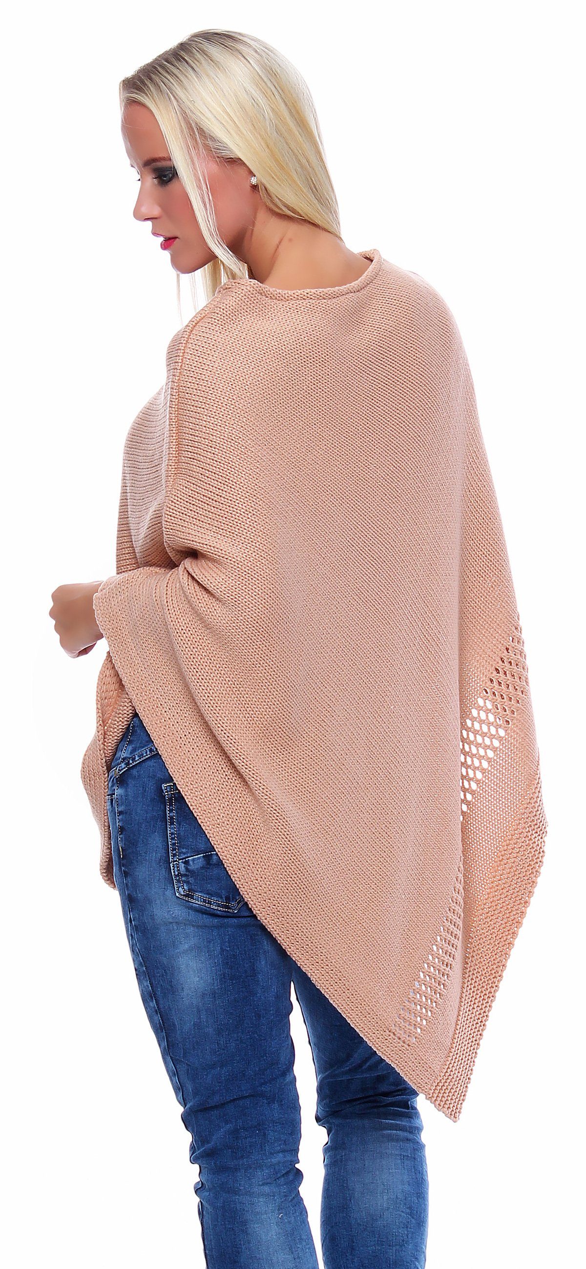 Mississhop Strickponcho Damen Poncho Cape Überwurf Strickponcho M.3004
