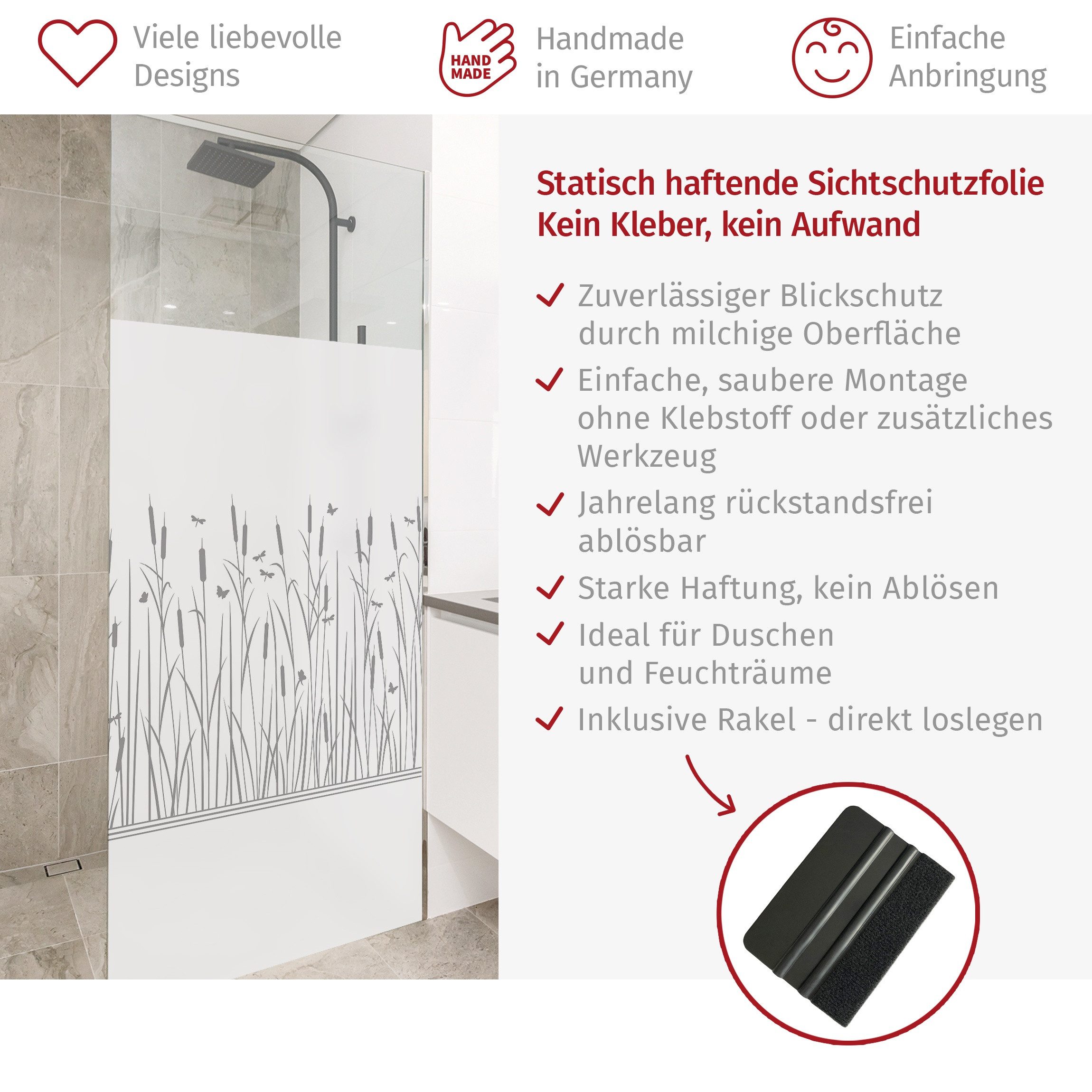 Bilderdepot24 Fensterfolie Dusche blickdicht statisch haftend einfarbig, blickdicht, Statisch haftend, blickdicht, wasserfest, wiederverwendbar, ablösbar