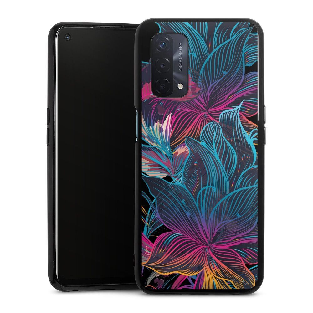 DeinDesign Handyhülle Neon Blumen bunt Neon Flower Power, Oppo A54 5G Silikon Hülle Bumper Case Handy Schutzhülle