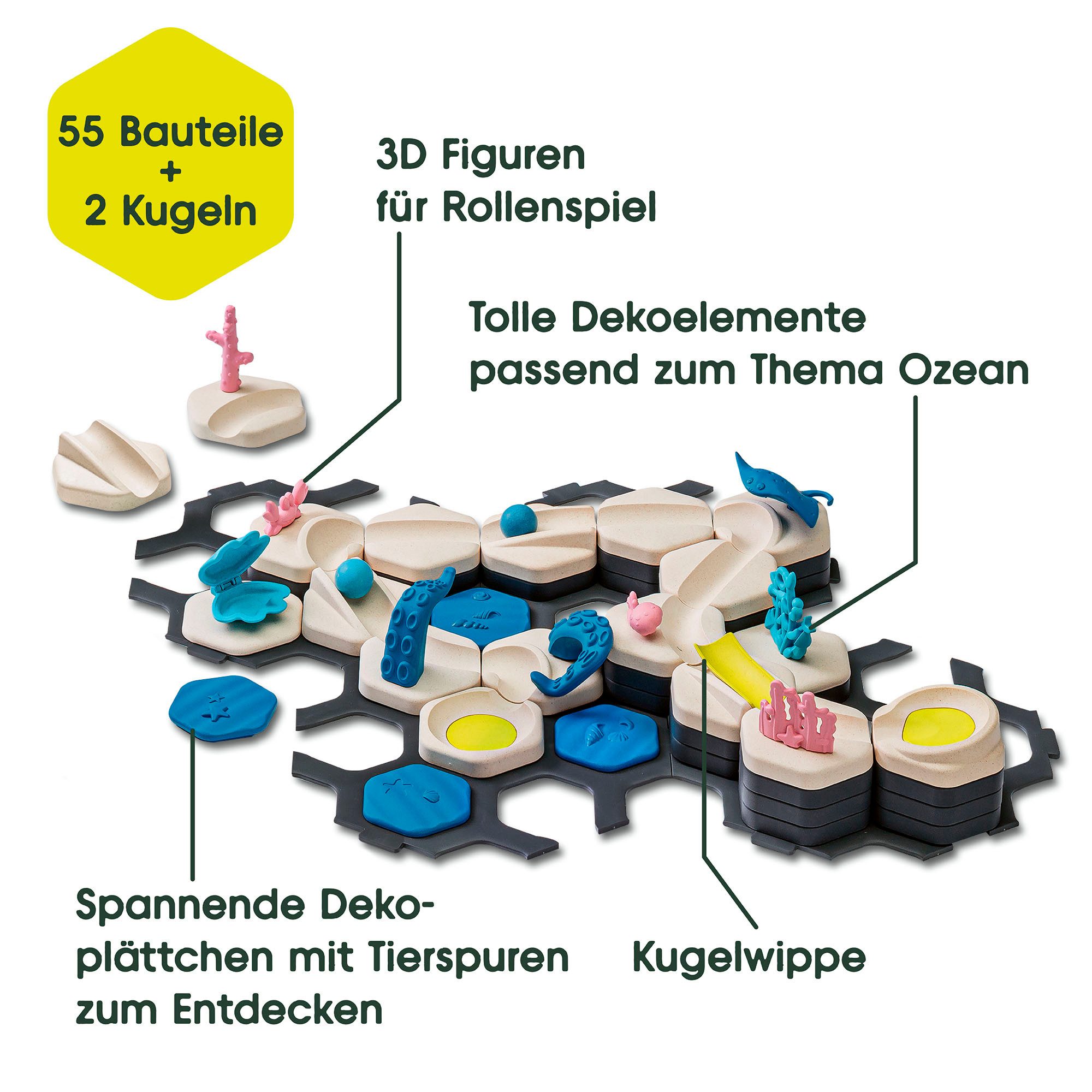 Ravensburger Kugelbahn-Bausatz GraviTrax Junior, Starter-Set S Ocean, Made in Europe
