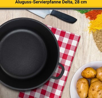 Krüger Servierpfanne Aluguss Servierpfanne DELTA, 28 cm, Aluminiumguss (1-tlg), für Induktions-Kochfelder geeignet