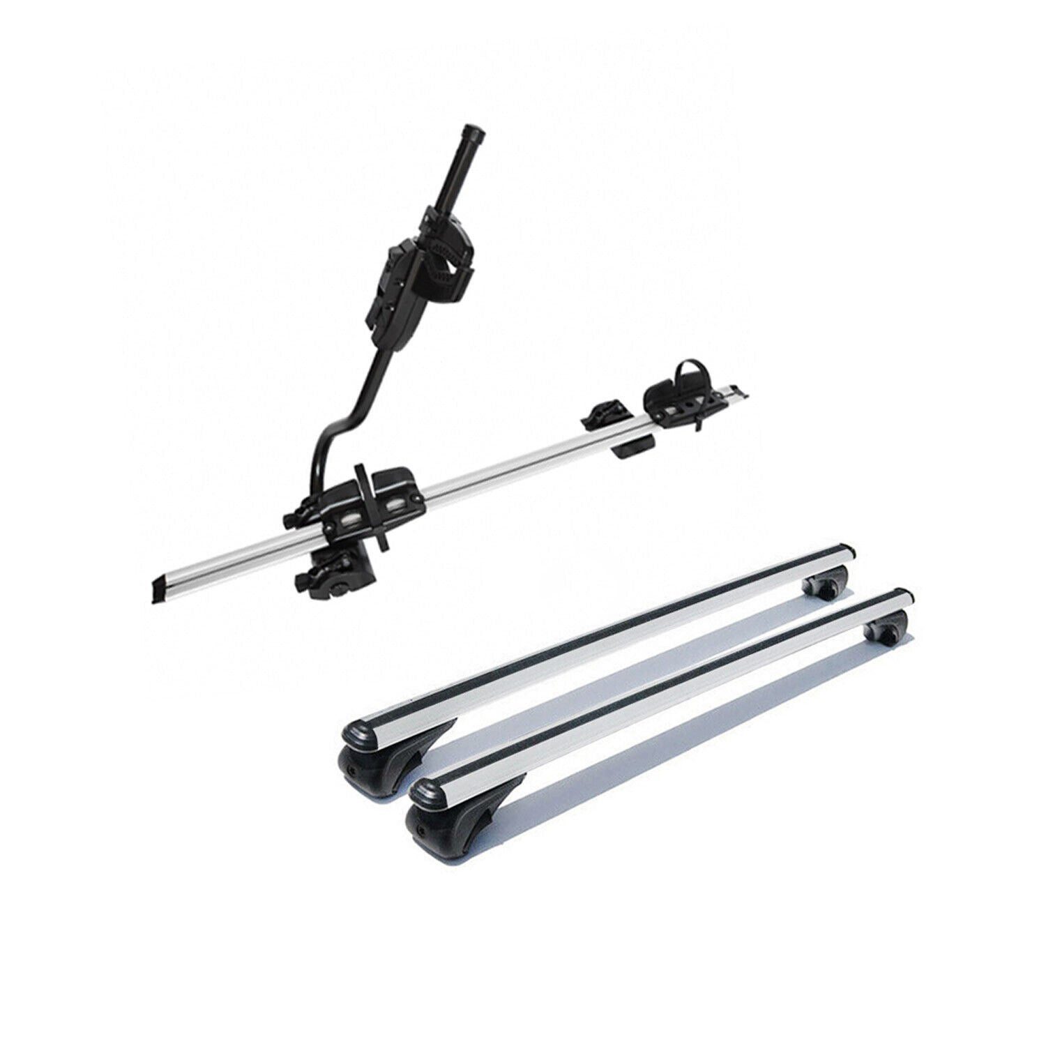 OMAC Dachträger Fahrradträger Satz für VW T5 T6 Aluminium Silber 3tlg (3-St), Abnehmbar, Anti-Diebstahlschloss, Leichtgewichtig
