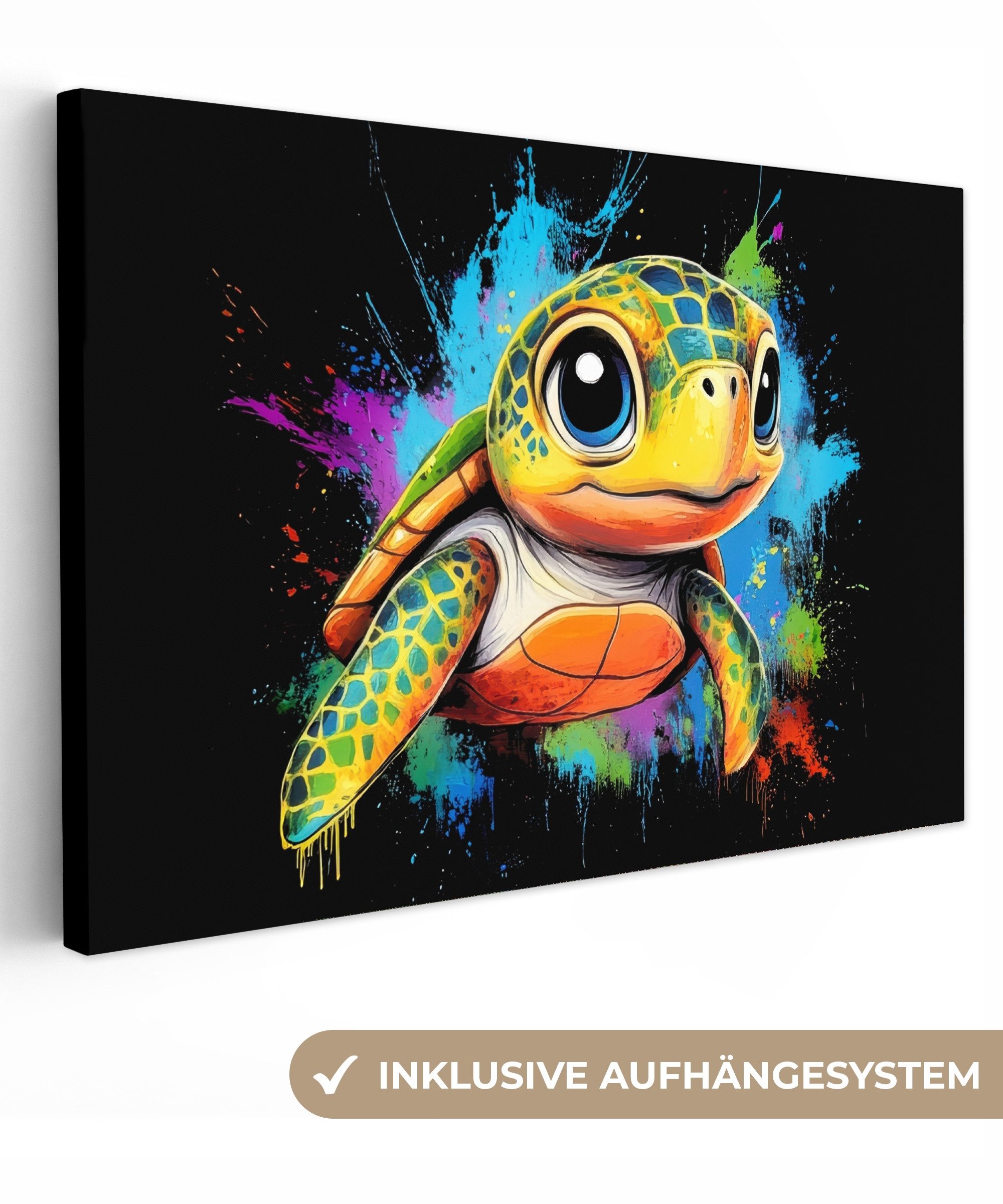 OneMillionCanvasses® Leinwandbild Graffiti - Tiere - Schildkröte - Farbenfr günstig online kaufen
