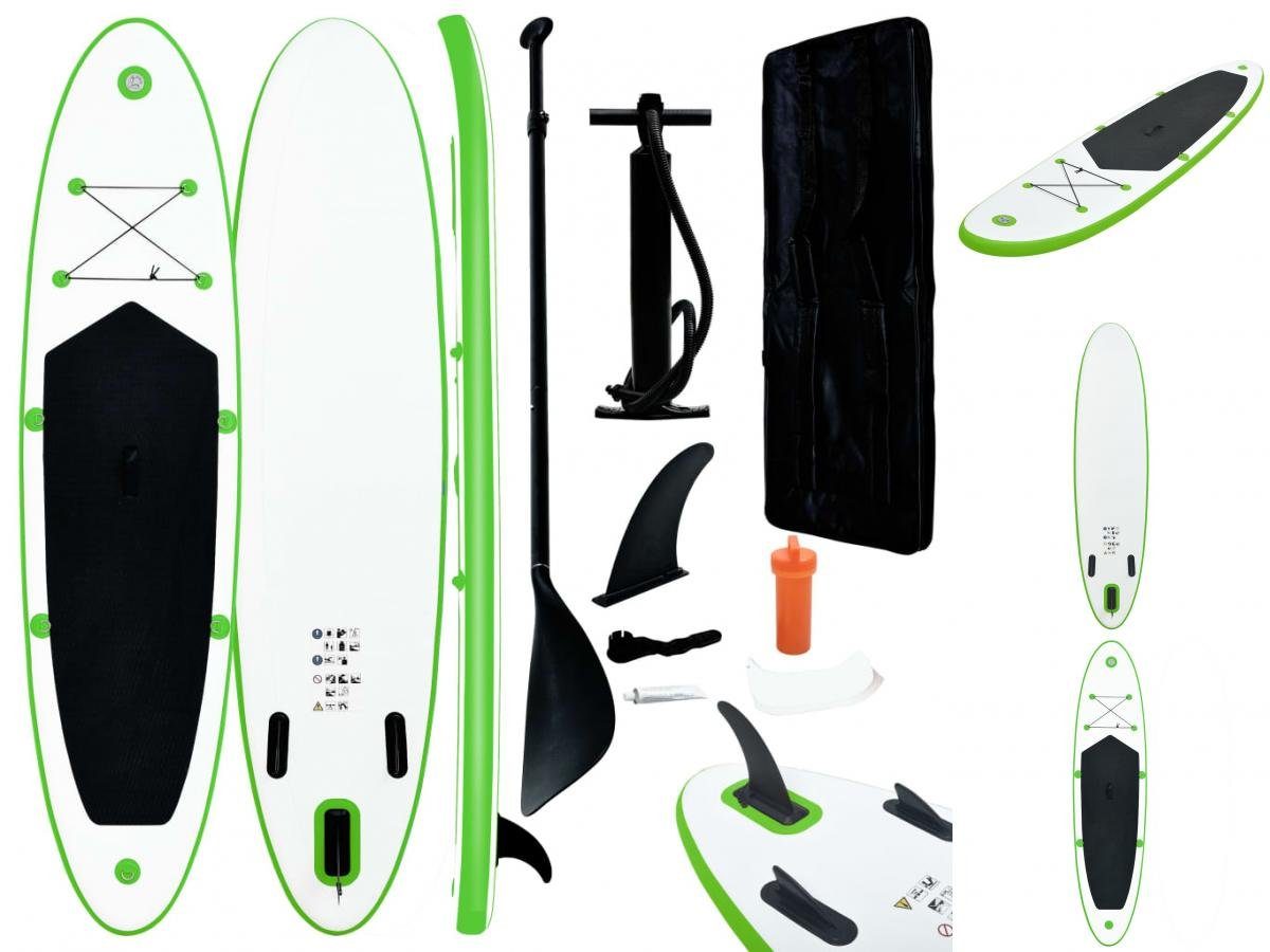 vidaXL Schlauchboot Aufblasbares Stand Up Paddle Board Set Grün und Weiß