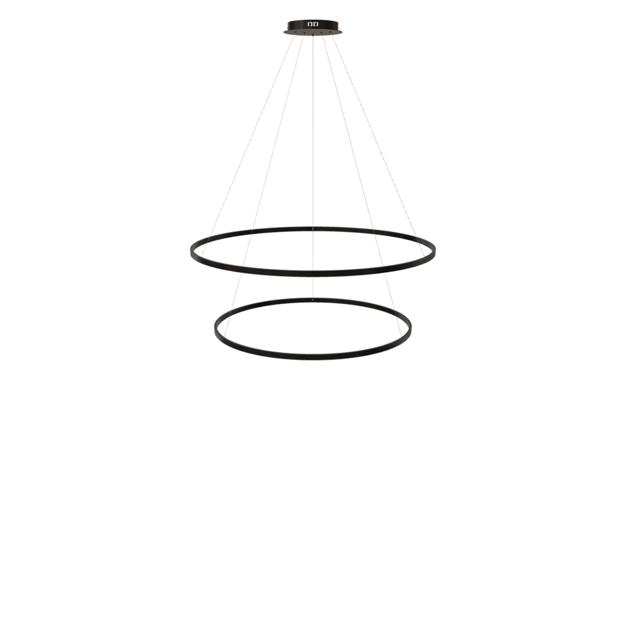 s.luce Pendelleuchte LED 2er-Ring Hängeleuchten Kombination Zentrisch Schwarz, Warmweiß