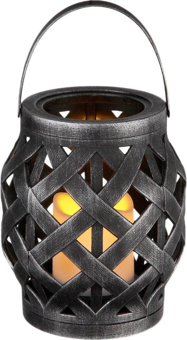 Home affaire Windlicht, mit LED Kerze, Timer, für den Innen- und Außenbereich, Höhe 24 cm schwarz