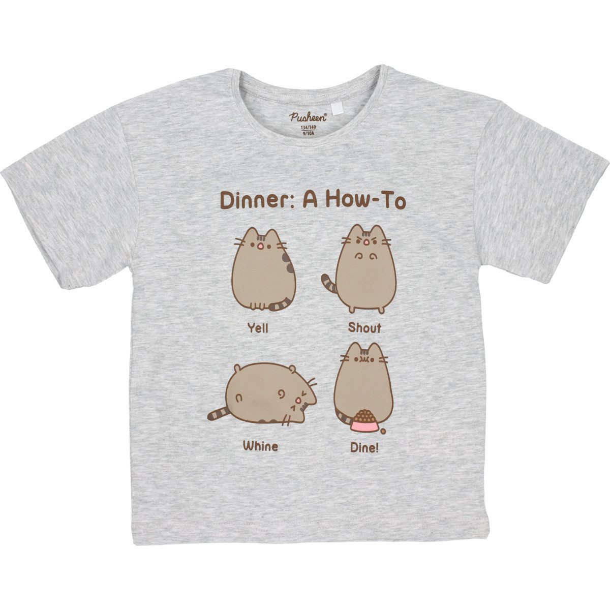 Pusheen T-Shirt Dinner A How-To Mädchen (1-tlg) Shirt, Oberteil, Leibchen, Funktionsshirt, Shortsleeve Shirt