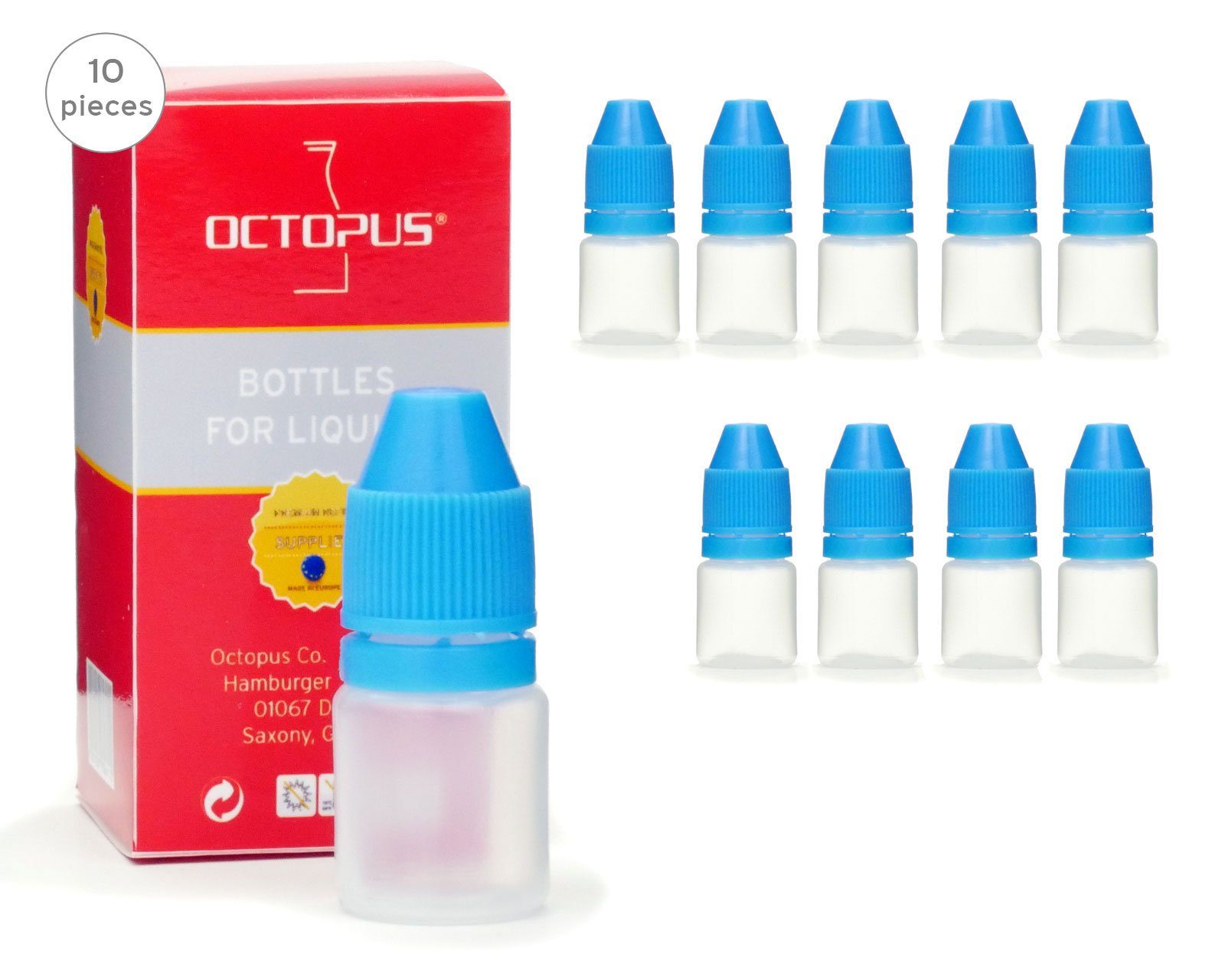OCTOPUS Kanister 10 Tropfflaschen 3 ml aus LDPE, G13, Plastikflaschen mit Tropfverschlu (10 St)