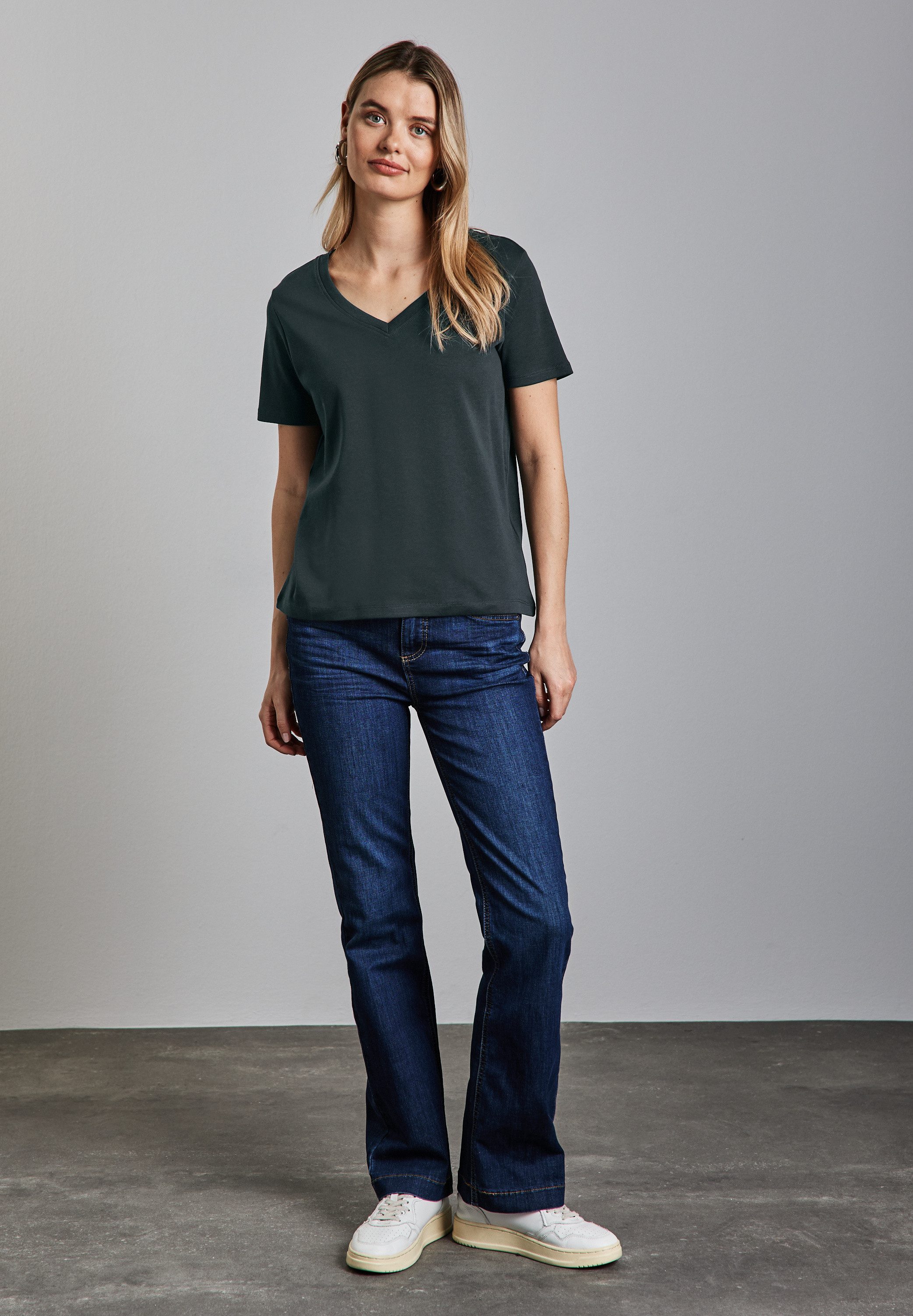 STREET ONE V-Shirt aus reiner Baumwolle