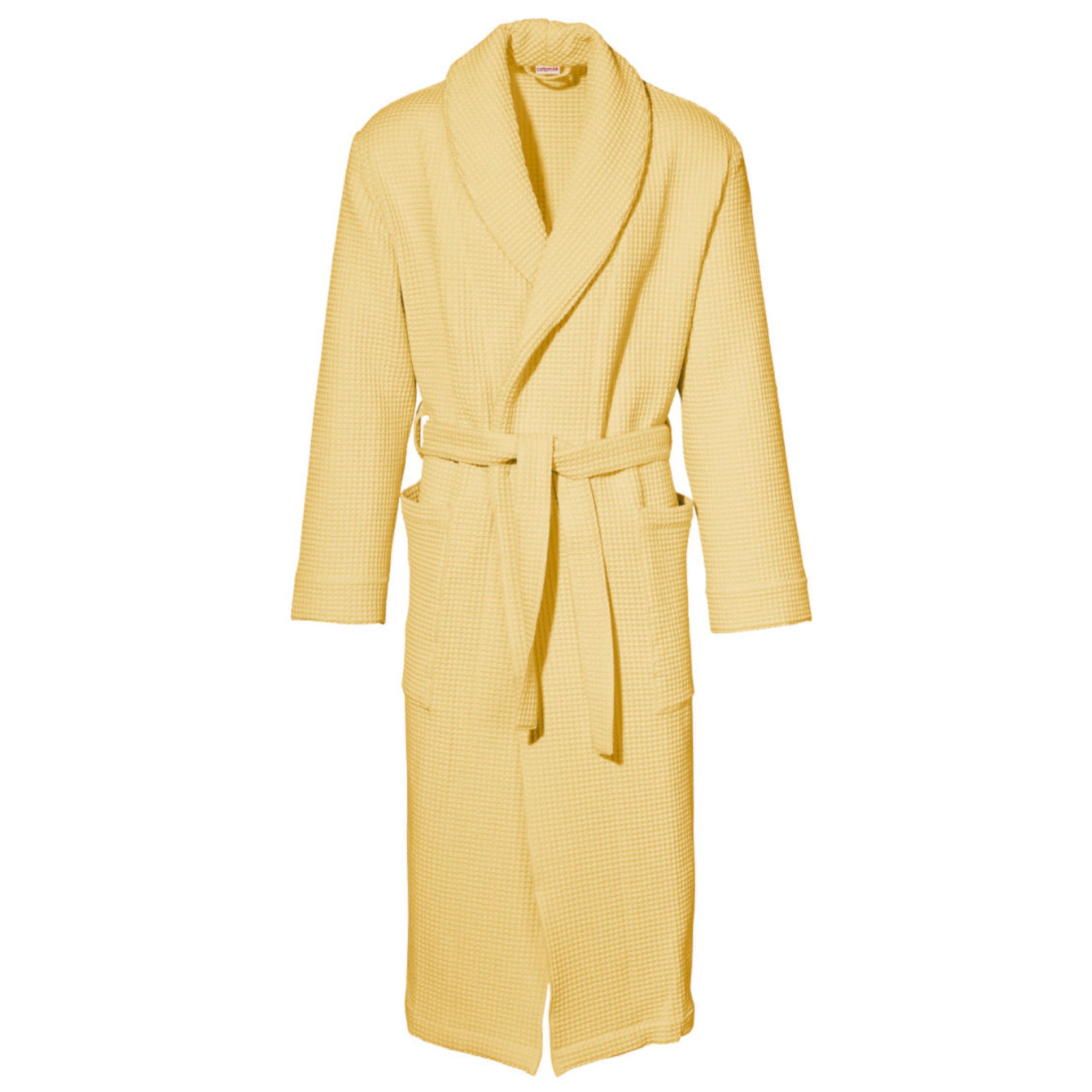 Cotonea Unisex-Bademantel Cotonea Bio Waffelpikee Bademantel Morgenmantel Farbe vanille