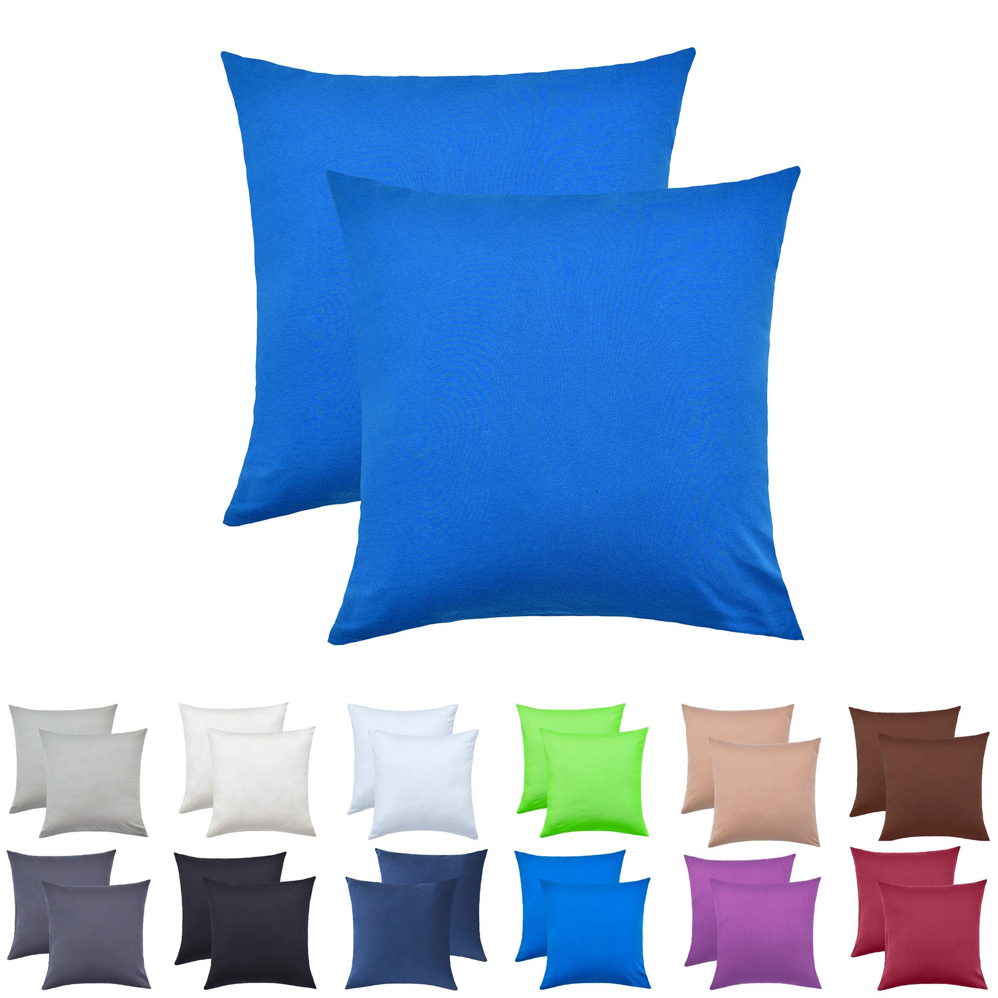 NatureMark Kissenbezüge 2er Pack Jersey Kissenbezug Kissenhülle, (2 Stück), Kissenhülle in vielen Größen und Farben (50 x 50 cm, Royal blau)