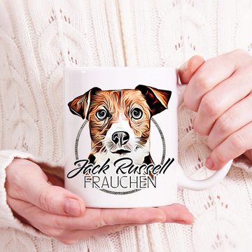 Cadouri Tasse JACK RUSSELL FRAUCHEN - Kaffeetasse für Hundefreunde, Keramik, mit Hunderasse, beidseitig bedruckt, handgefertigt, Geschenk, 330 ml