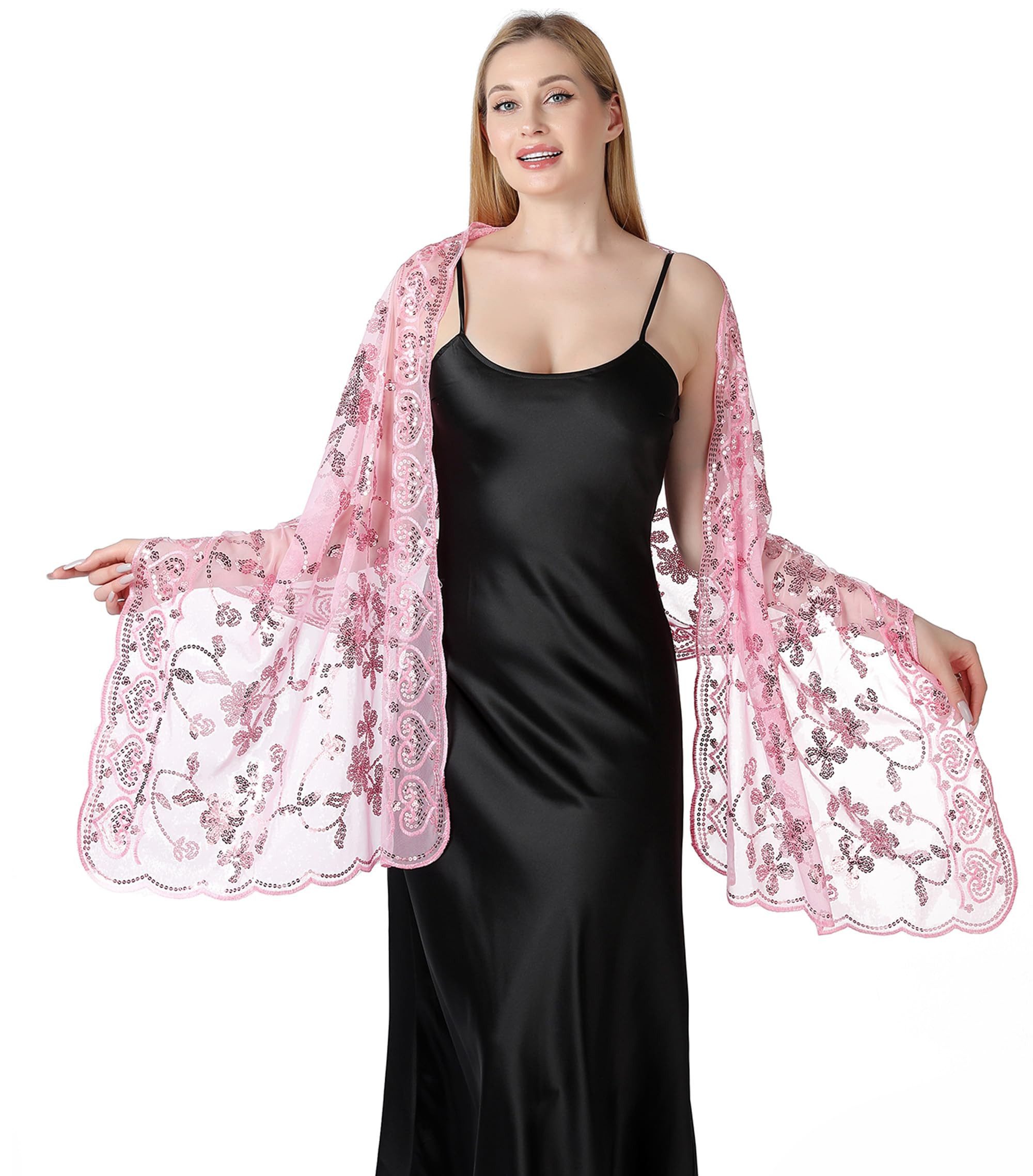 Zaewry Modeschal Schals und Tücher für Abendkleider – Elegante, transparente Damen, Jahre mit Blumenmuster, ideal für Hochzeiten