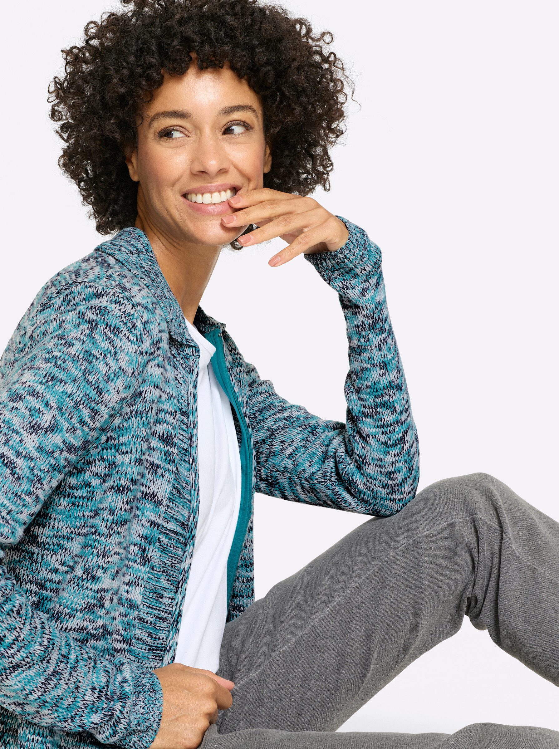 Sieh an! Strickjacke Strickjacke Langarm Mustermix gestrickt