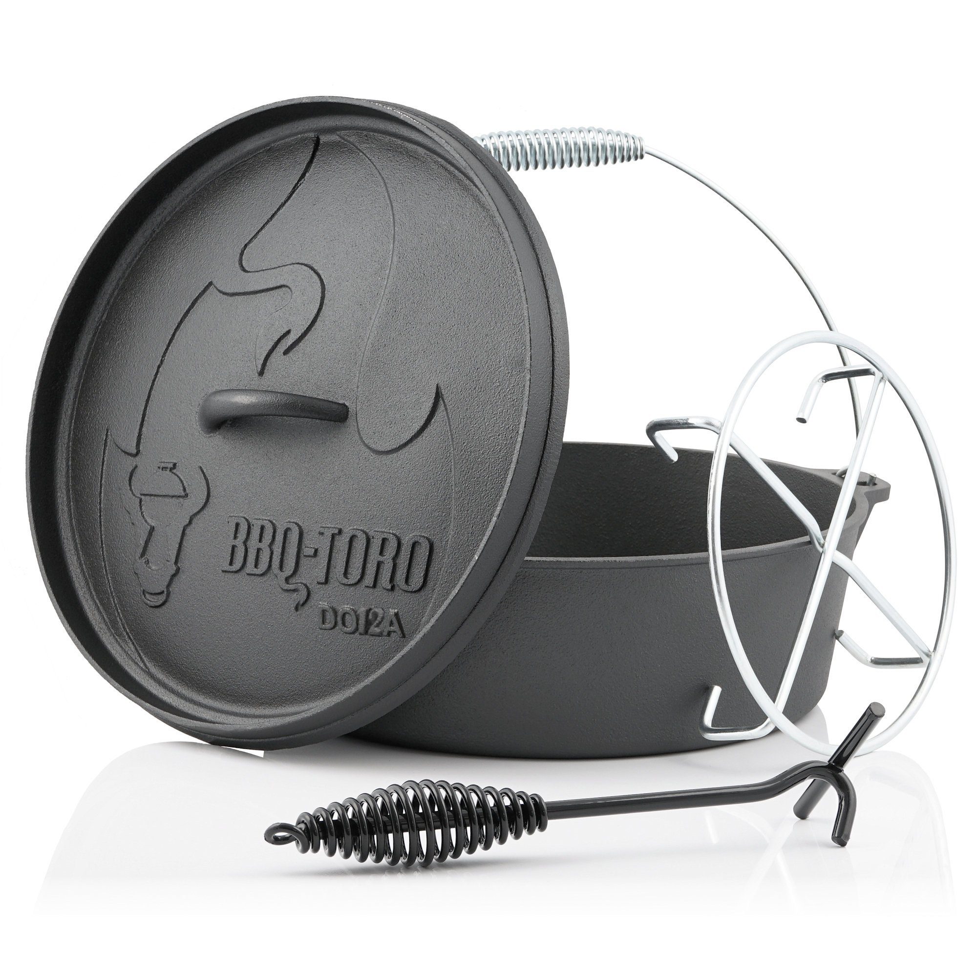 BBQ-Toro Grilltopf Dutch Oven DO12AX, 10,7 L Alpha Gusseisen Kochtopf, Gusstopf, Gusseisen (4-tlg)