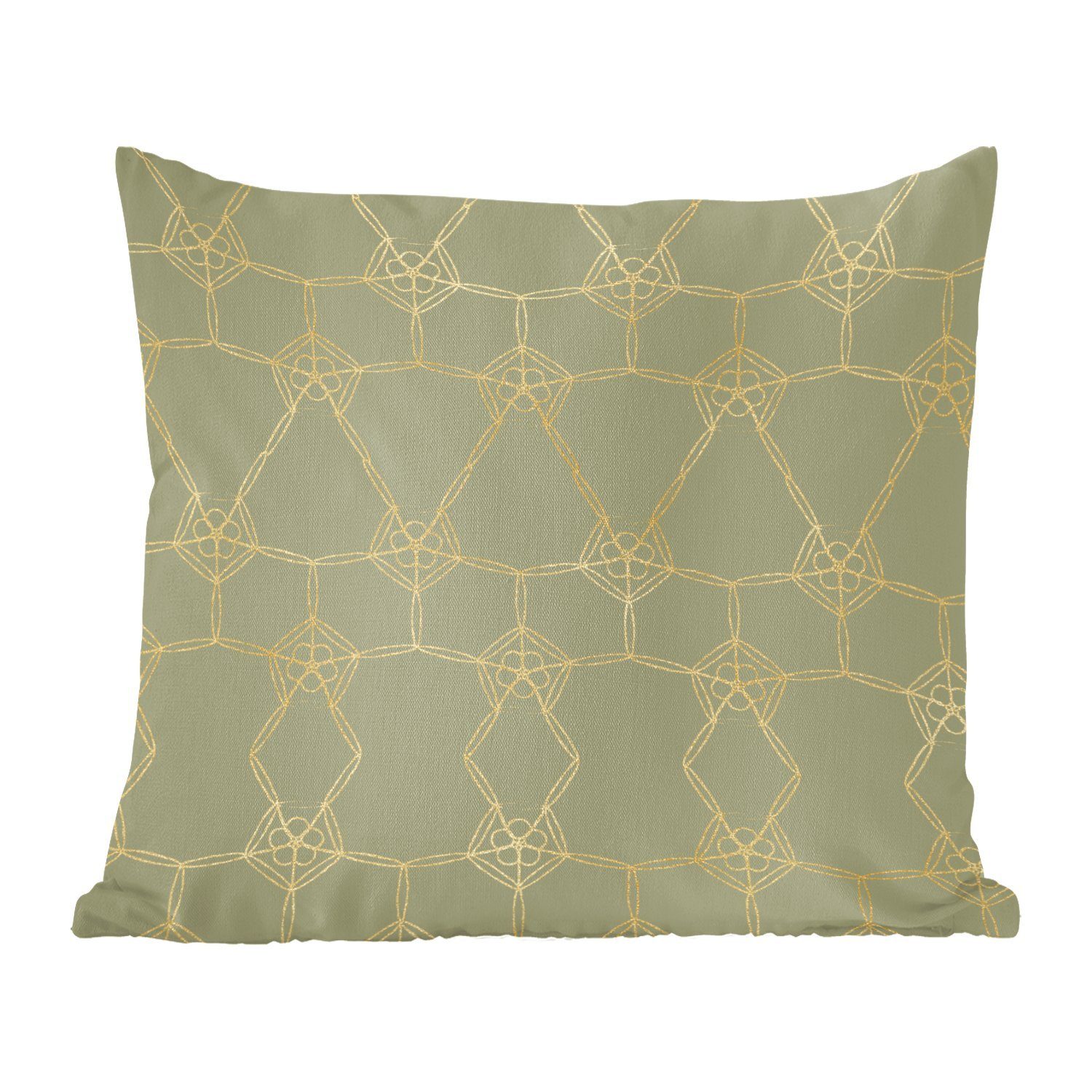 MuchoWow Dekokissen Muster - Luxus - Grün - Gold, Zierkissen mit Füllung für Wohzimmer, Schlafzimmer, Deko, Sofakissen
