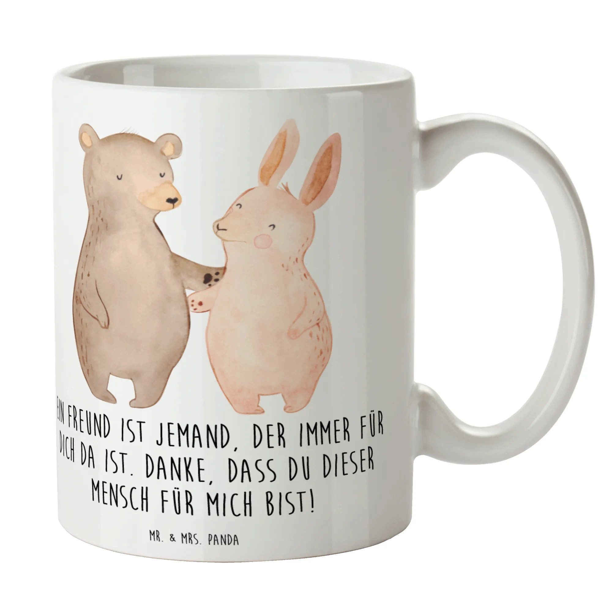 Mr. & Mrs. Panda Tasse Freund fürs Leben - Weiß - Geschenk, dieser Mensch, Tasse, Teetasse, 1-tlg., Keramik, Inspirierende Sprüche