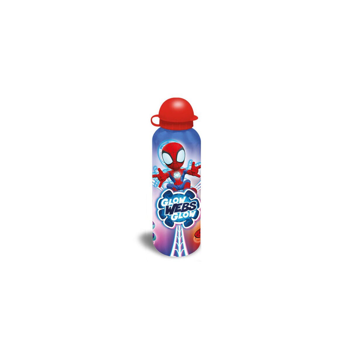 Spiderman Trinkflasche Spiderman Trinkflasche 500ml Glow Web Aluflasche Marvel